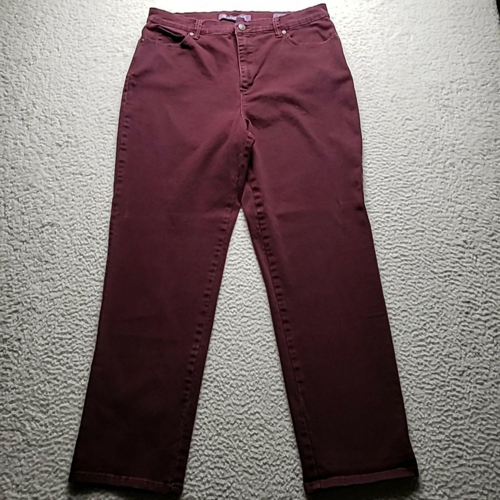 Gloria Vanderbilt Jeans Womens 16 Purple Dark Wash Straight Stretch Denim Pants